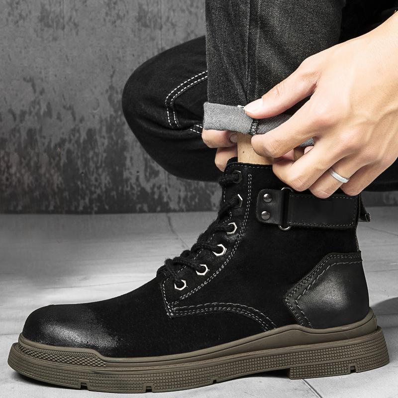 100% натуральная кожа мужские ботинки на шнуровке дышащая обувь с высоким верхом повседневная мужская зимняя обувь осенние зимние ботинки ботинки для пустыни