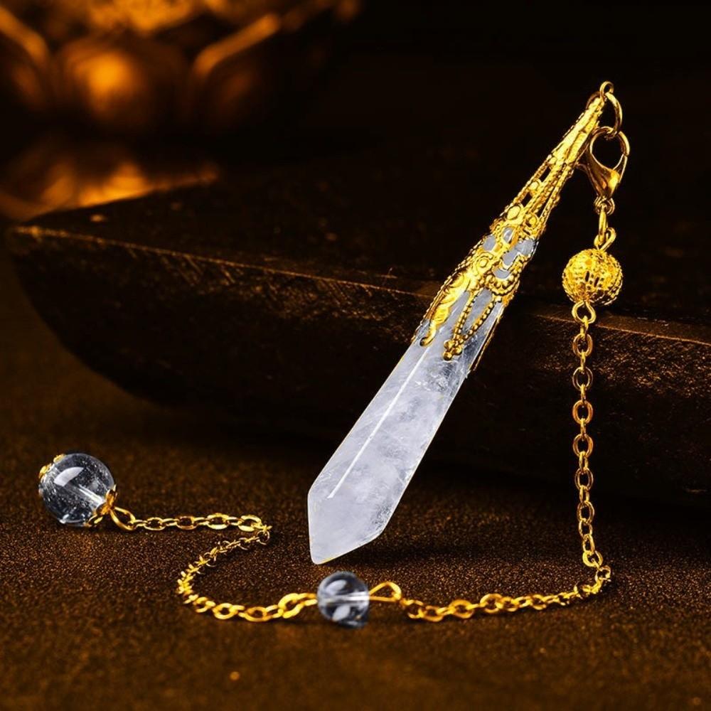 Energy Natural Crystal Pendulums Hexagon Cone Witch Spiritual Pendulos  Jewelry Gift