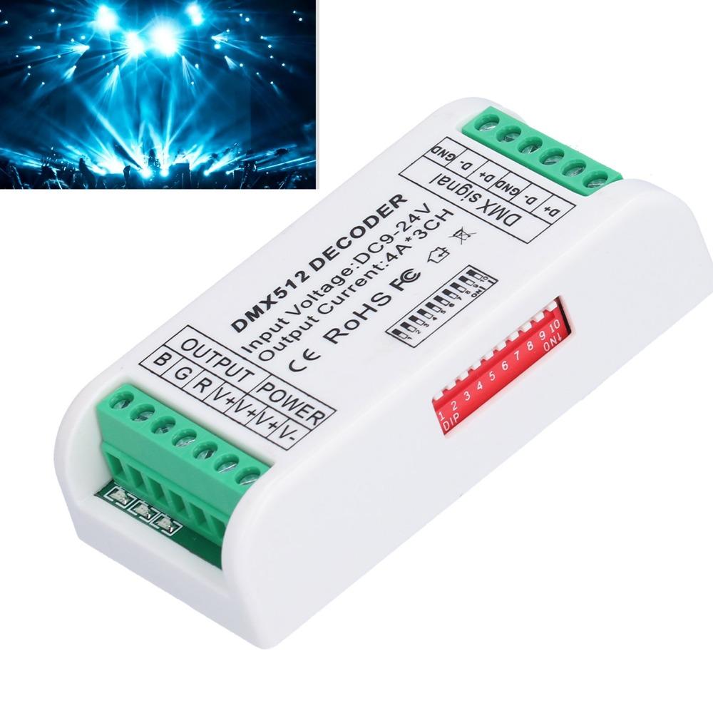 3 Channels RGB Controller 9‑24V DC LED Strip Controller Easy RGBW Decoder LED Strip Light