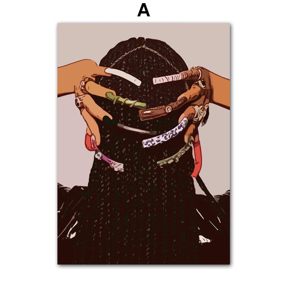 Модные очки, черная девушка, красивые ногти, настенная живопись на холсте, украшения для гостиной, постеры и принты, настенные картины для дома