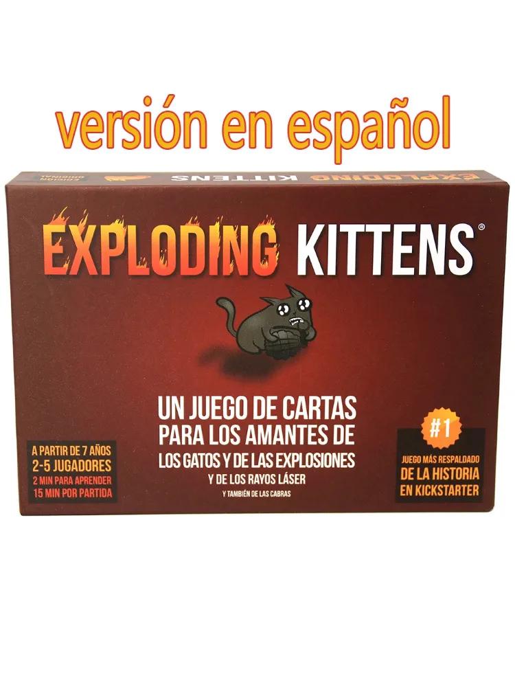 Взрывающаяся испанская игра Juego de cartas de gatitos explotantes, juegos de fiesta fáciles y amigables con la familia, juegos de