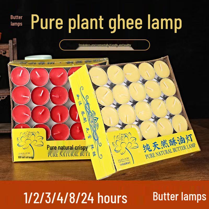 4-Hour Ghee Butter Lamps: 100 Smokeless Candles for Household Use, Offering, and Everlasting Illumination