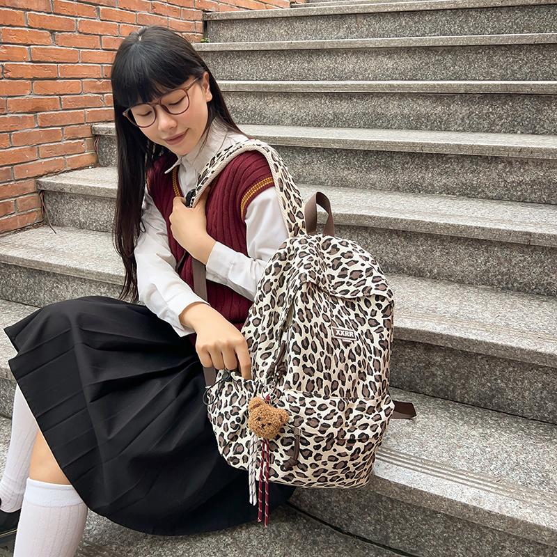 Студенческая школьная сумка, женский рюкзак с леопардовым принтом, легкий компьютерный дорожный рюкзак