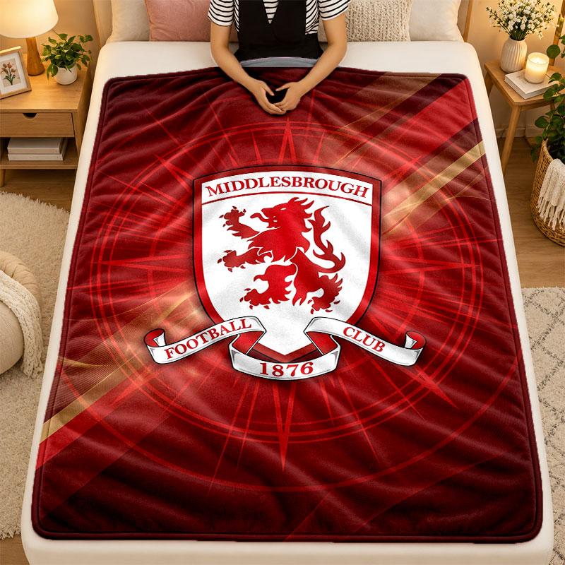 Flannel BlanketMiddlesbrough Warm Soft Throw Blanket for Indoor Sofa Bed Living Room Use