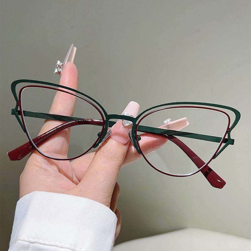 Винтажные очки с защитой от синего света для женщин, роскошные очки для коррекции близорукости на заказ, металлические очки новой формы «кошачий глаз»