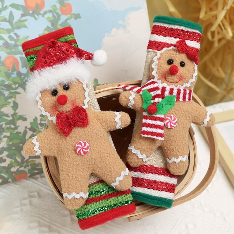 Elastic Christmas Appliance Cover With Cookie Design Reusable Polyester Dustproof Refrigerator Protector For Holiday