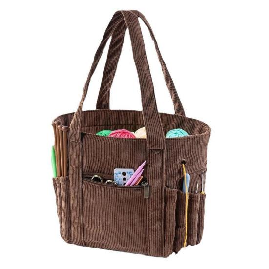 Knitting Bag Yarn Storage Organizer with Zipper Large Capacity Multipurpose Portable Knitting