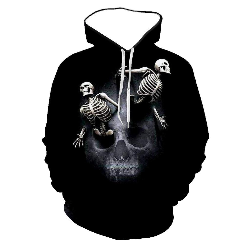 2023 Halloween 3D Digital Print Skull Pattern Hoodie Hoodie