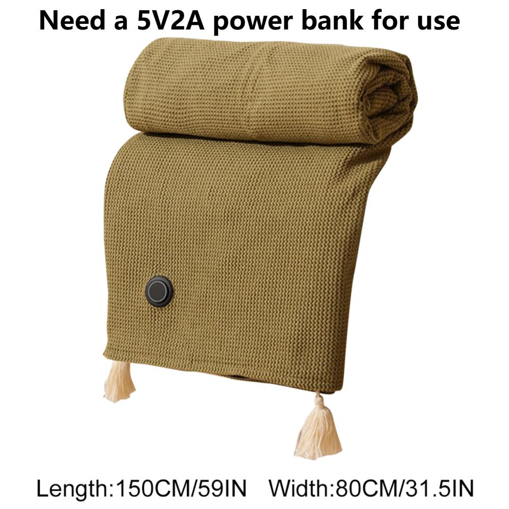 Wearable Electric Heated Blanket with 3 Heating Levels USB Heating Blanket Soft Zipper Heated Blanket Shawl Winter Warmer Scarf