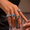4 pcs Crystal Bracelets Zircon Pleated Open Ring Colorful Vintage Ring Set  Girls