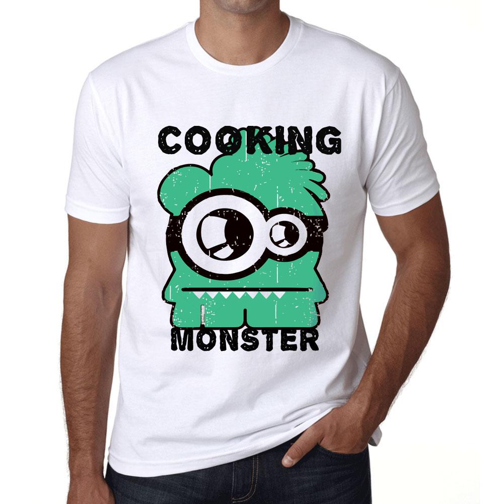 Men’s Vintage Tee Shirt Graphic T Shirt Cooking Monster White