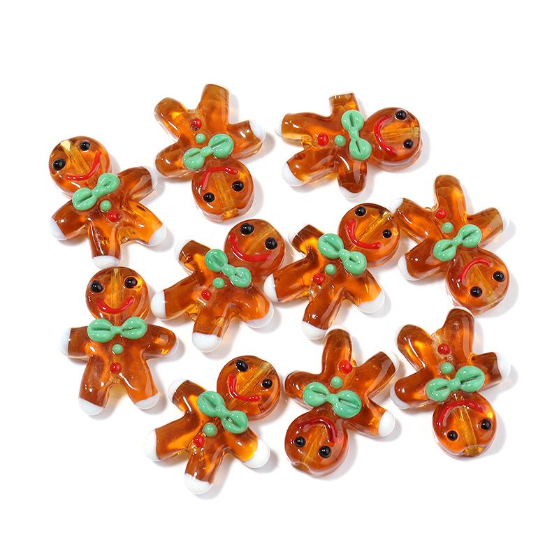2Pcs Christmas Collection Lampwork Loose Beads Christmas Tree Santa Claus Snowman shaped Beads For DIY Bracelet Jewelry Gifts