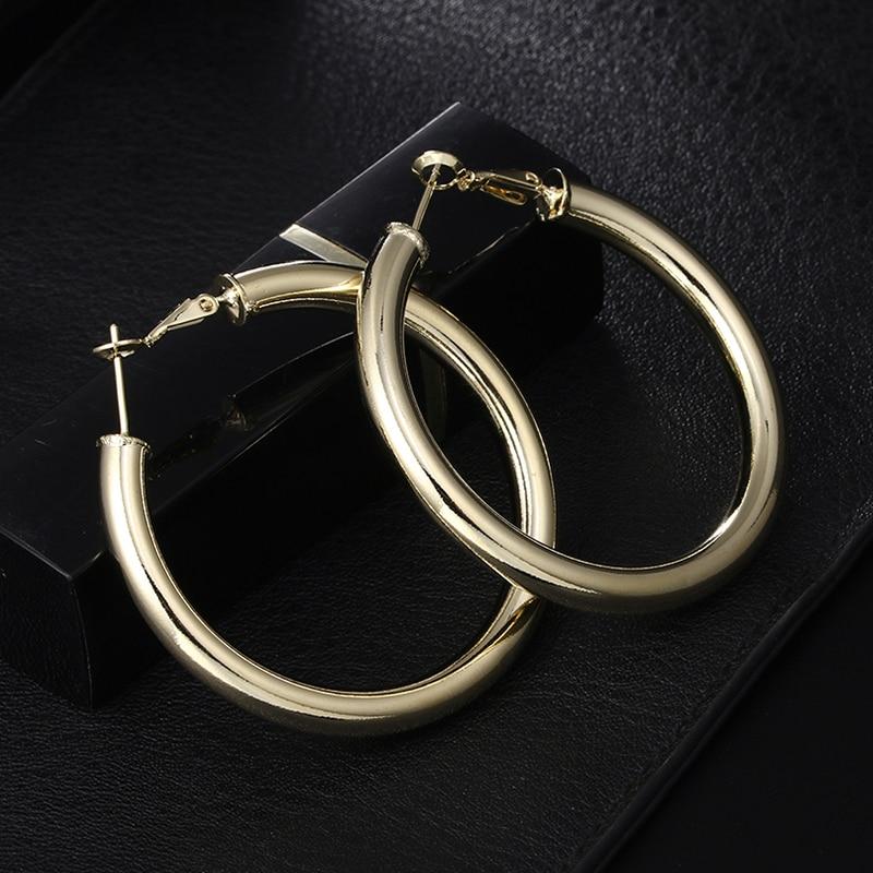 Большие серьги-кольца из серебра 925 пробы, женские большие круглые серьги