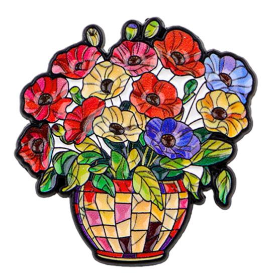 Non-snag Clothing Pin Zinc Alloy Brooch Pin, Colorful Flower Shape Lapel Smooth Polished Edge Edges Enamel Badge for Coats Scarves Canvas Bags