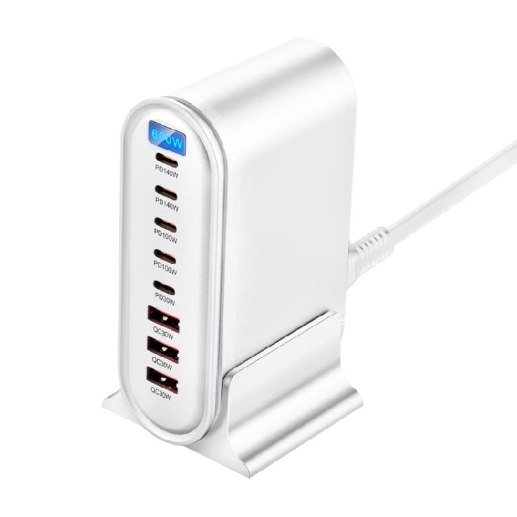 600W Desktop Charging Station with LED Display PD140W 8 Port Charging Station for Laptop Phone Tablet Device