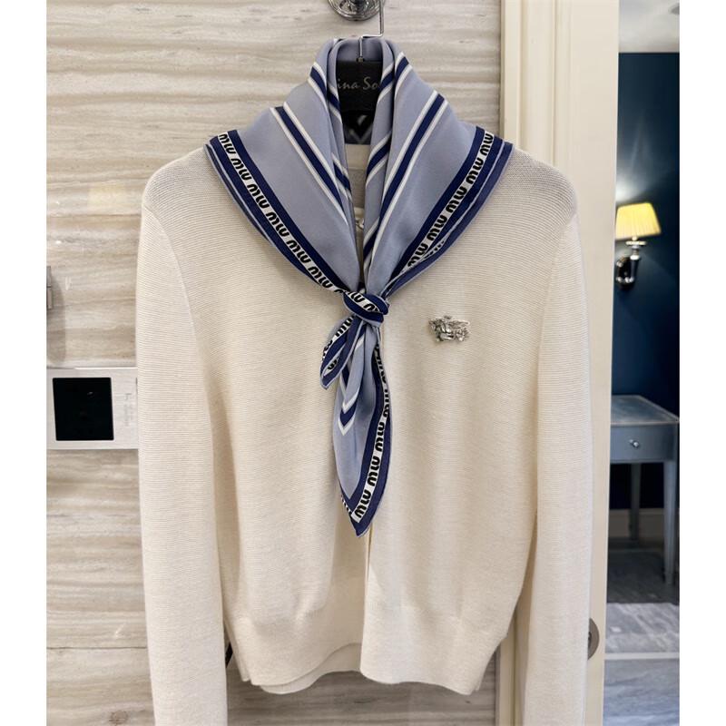 NINA SOLOR Mist Blue Silk Scarf