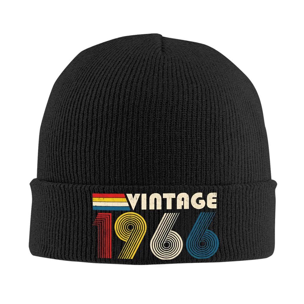 Men Women Knit Cuff Beanie Born in 1966 vintage age 60 years old 60th birthday Winter Warm Knitted Caps  Beanies Skullies