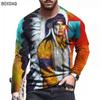 Indian Culture Tshirt 3D Colorful Face Print Tops Men's Autumn Long Sleeve Cotton T-Shirt Oversized 6XL Casual All-match Tops