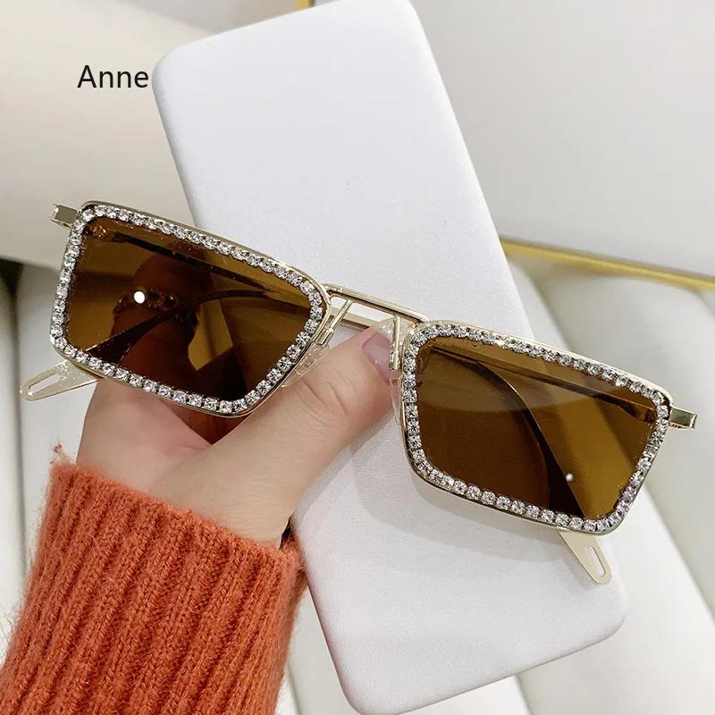 New Women Small Rectangular Sunglasses Fashion  Diamond Inlaid Small Frame Sun Glasses Women's UV Protection Shades Eyewear