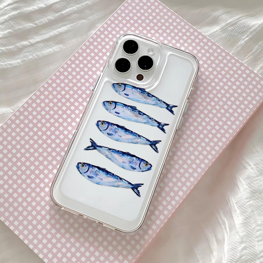 Чехол для телефона с браслетом 'Рыба Сардины' для Samsung Galaxy A55 A35 A25 A15 A05s A54 A24 A14 A06 A13 A53 A33 A23 4G 5G Задняя крышка