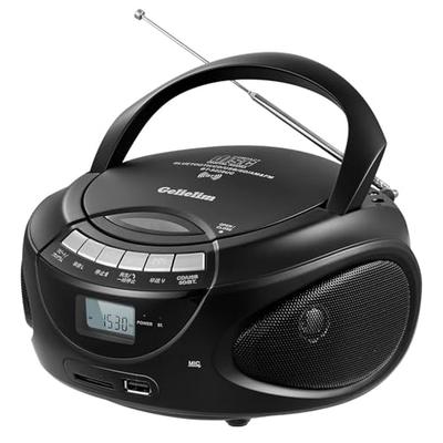 Портативный CD-плеер Gelielim с радиоприемником AM/FM, CD/SD/USB/AUX, встроенными стереодинамиками, ЖК-дисплеем, воспроизведением музыки в формате Boombox, от сети/от батарей,