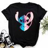 Disney Lilo Stitch Cute Cartoon Print Women T-Shirt Summer Streetwear Short Sleeve T Shirt Fashion Casual Female Clothes Tops