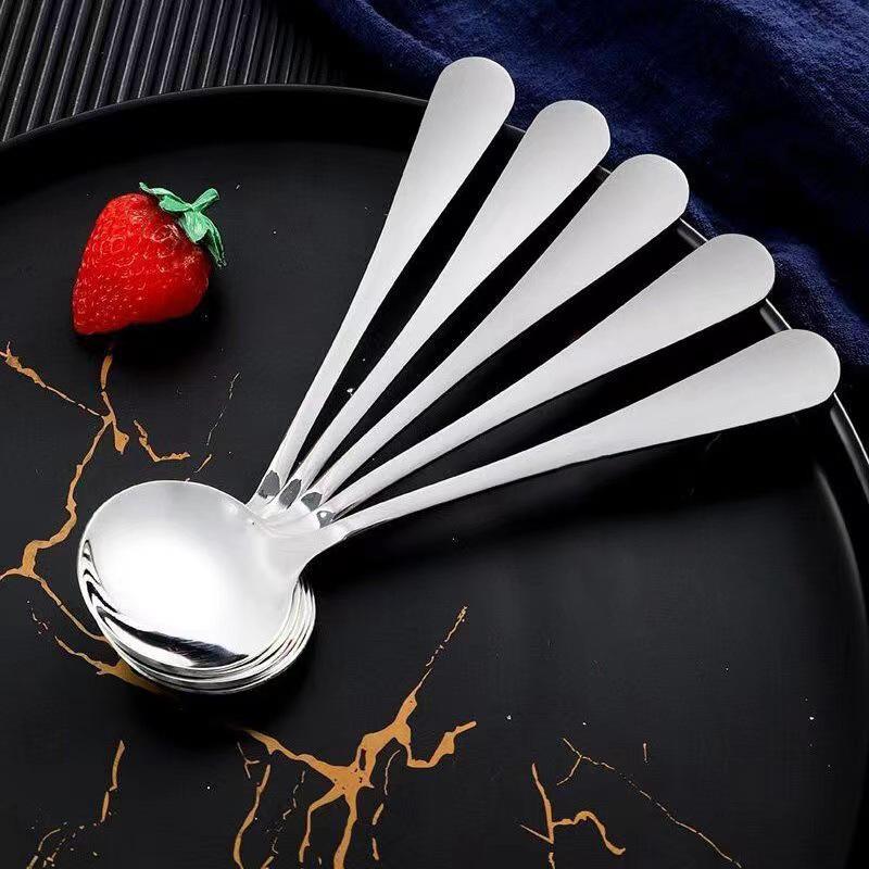 Кофейная ложка из нержавеющей стали с круглой головкой и длинной ручкой для перемешивания мороженого, десертная ложка для смешивания меда, украшение кухонной посуды