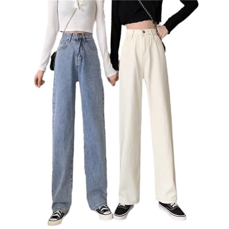 Straight jeans women's summer thin new high waist loose light color drape small wide leg pants