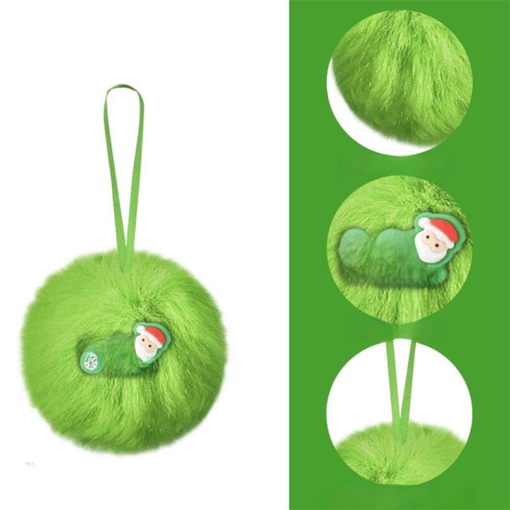 Furry Christmas Ball Lime Green DIY Christmas Tree Decoration Ball 6cm with Bow Christmas Hanging Decorations Navidad