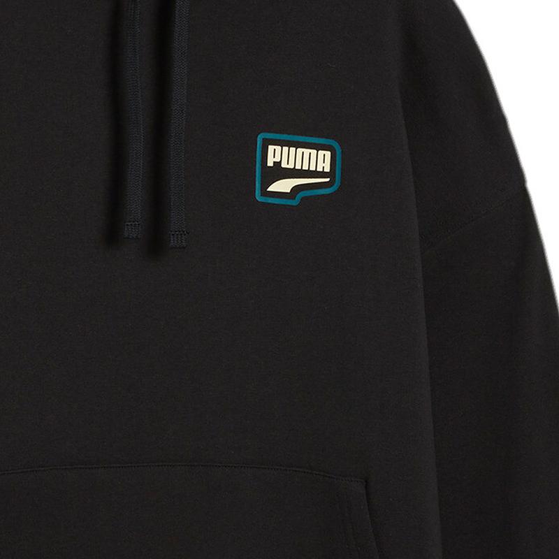 Puma Толстовка Downtown Oversize с принтом букв, винтажная, удобная, универсальная, женские толстовки с капюшоном, черная 629066-01