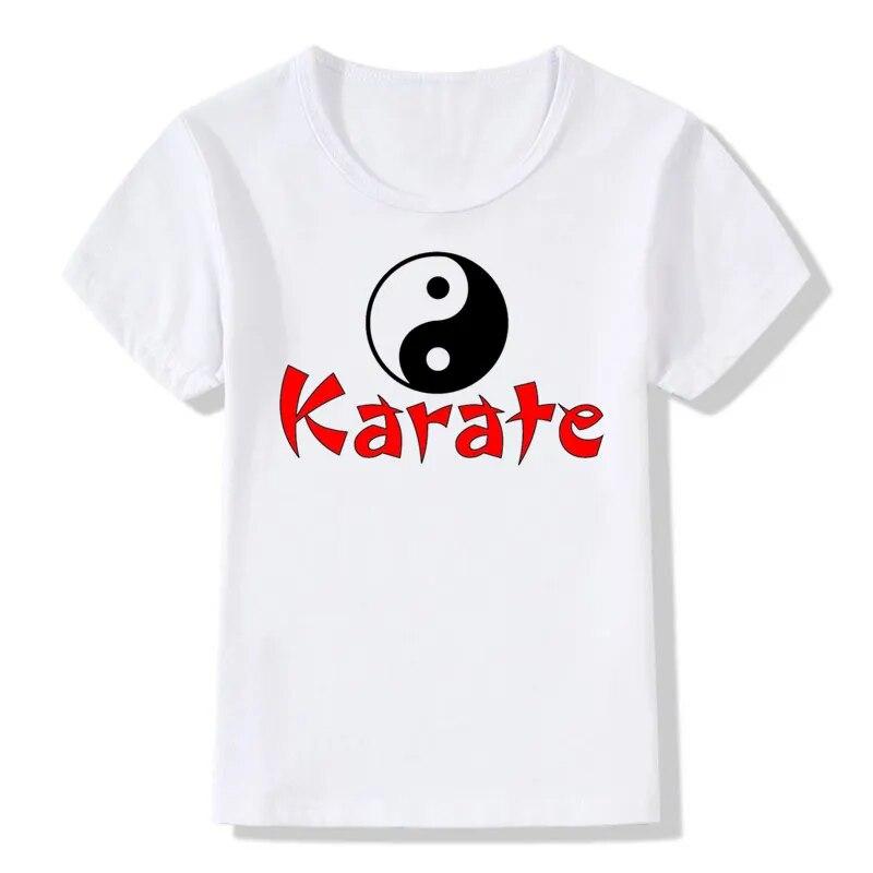 Модная футболка с каратэ-кик Мма шотокан для маленьких мальчиков и девочек, детские повседневные летние топы с кандзи, детская одежда