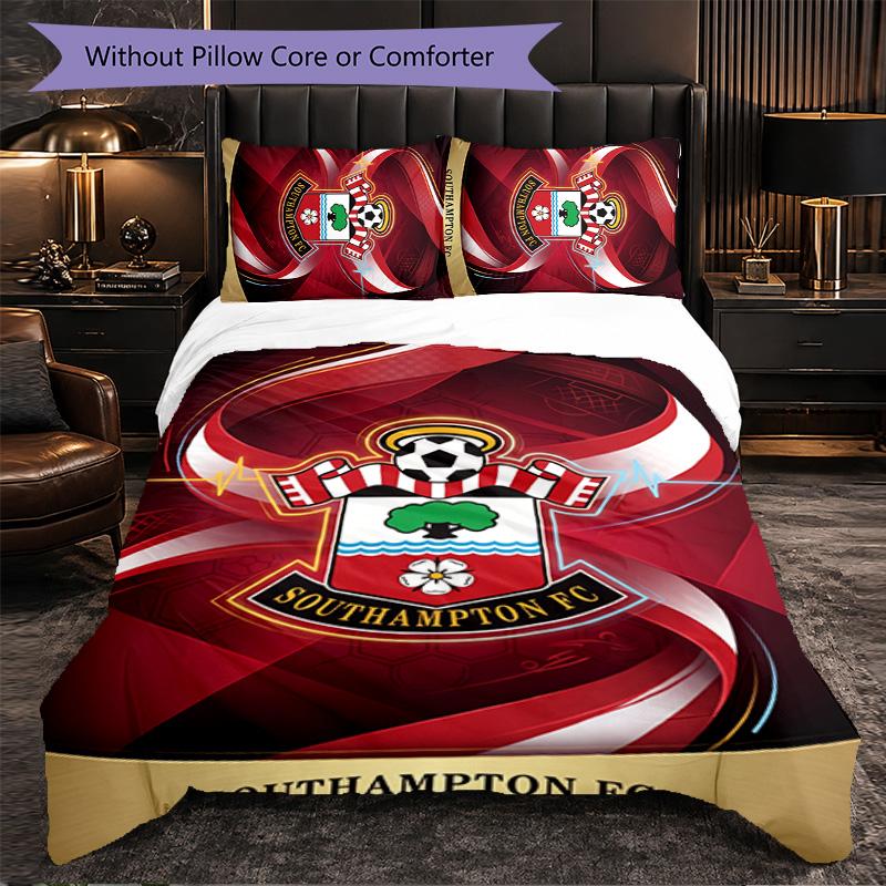Southampton Football 3 Piece Bedding Set Soft Duvet Cover Set with Pillowcases Printed Bedroom Decor Set for Home
