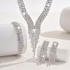 Fashion Rhinestone 3 - Piece Set Necklace Earrings Bracelet Cubic Zirconia Fringe Jewelry Set for Women