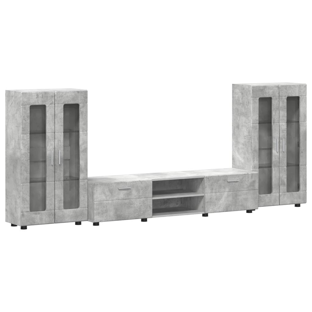 FLORIN 3 Piece TV Cabinet Set with Shelf Concrete Grey Particleboard
