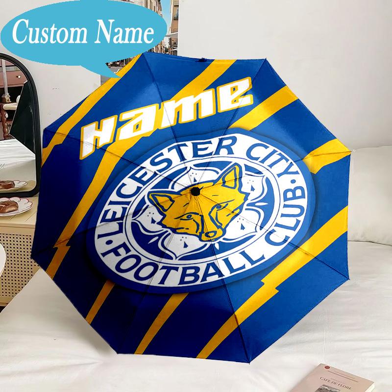 Custom Name Umbrella Leicester Football Club Umbrella 8-Frame for Travel, Camping, Casual Lightweight Portable, Essential for Family Gifts