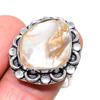 Натуральный жемчуг Бива Драгоценный камень Серебро 925 пробы Ювелирное кольцо Размер 8,5 d4v74