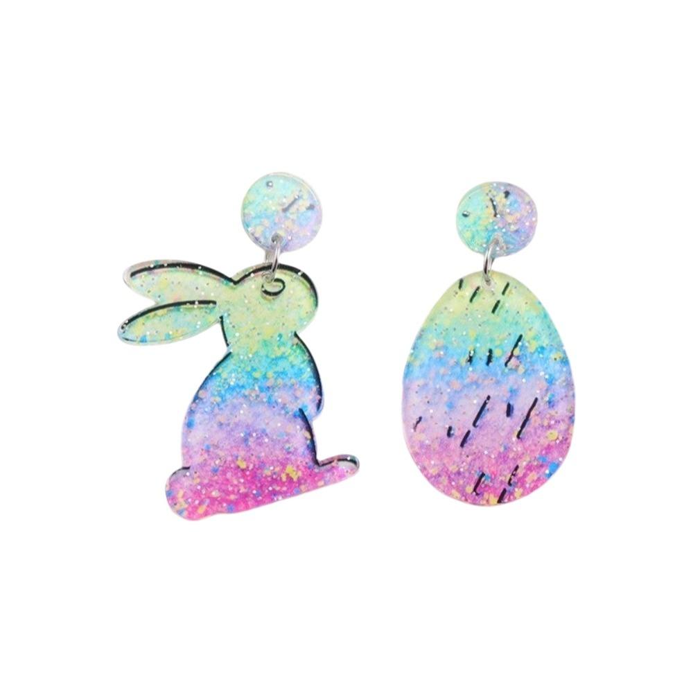 Cartoon Easter Egg Earrings Acrylic Easter Egg Dangle Earrings Bunny Pendant Earrings  Gifts
