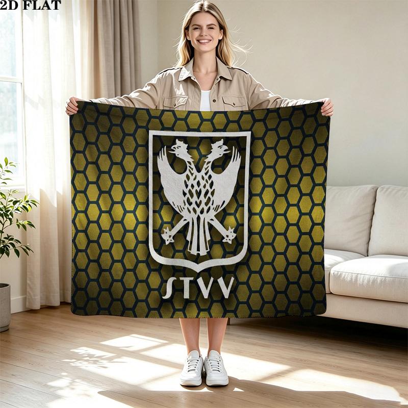 Sint-Truidense VV Print Flannel Blanket High Quality Warm Comfortable Cover for All Seasons Perfect for Gifts Home Decor