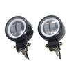 ONGMEIL Motorcycle LED Spot Fog Lights with Angel Eyes for Harley Honda Suzuki Kawasaki Custom (Two White Lights with Blue Circle)