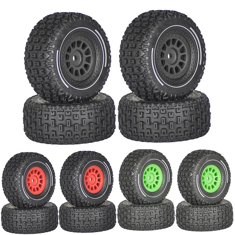Mini Mojave Grom 4pcs Plastic Wheels Rims with Rubber Tires for Arrma RC Car 1/16 Mojave Grom 4X4 Desert Truck Upgrade Parts