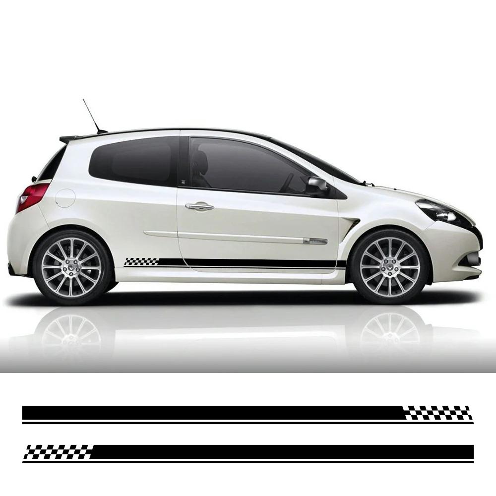 2Pcs Racing Style Car Stickers For Renault Clio RS R.S. MK2 MK3 MK4 Side Door Body Skirt PVC Film Decals Auto Tuning Accessories