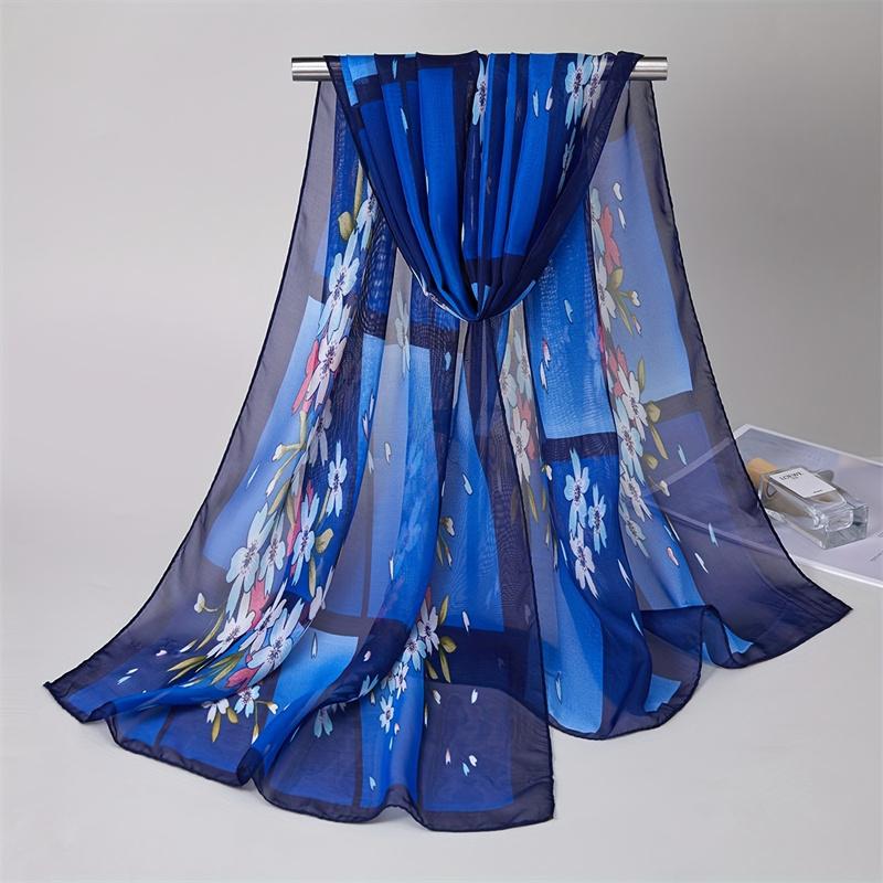 Fashion Printed Floral Chiffon Hijab Scarf Women Pareo Lady Bandanas Beach Towels Summer Muslim Veil Wrap Female Foulard