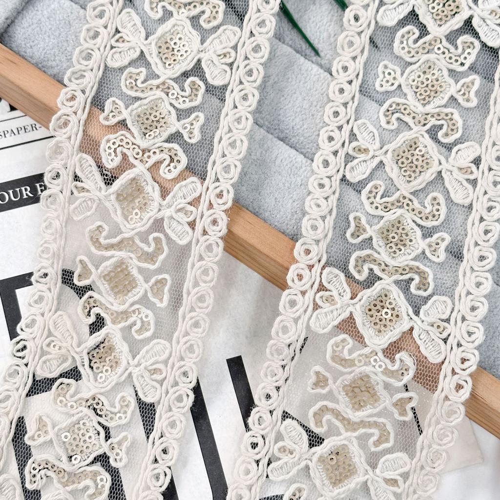 6.5Cm Hollow Sequins Embroidered Webbing Diy Clothing Accessories, Hats And Cuffs, Decorative Ethnic Lace