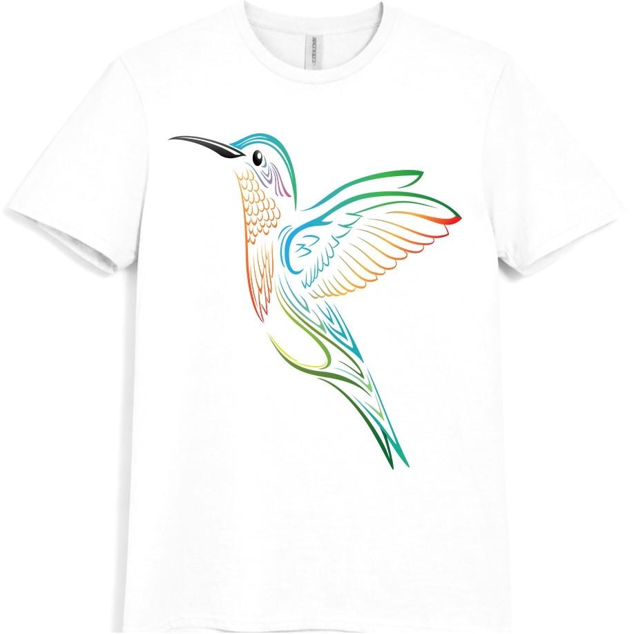 Hummingbird T Shirt Floral Bird Graphic Tee Colorful Nature Garden Lover Top