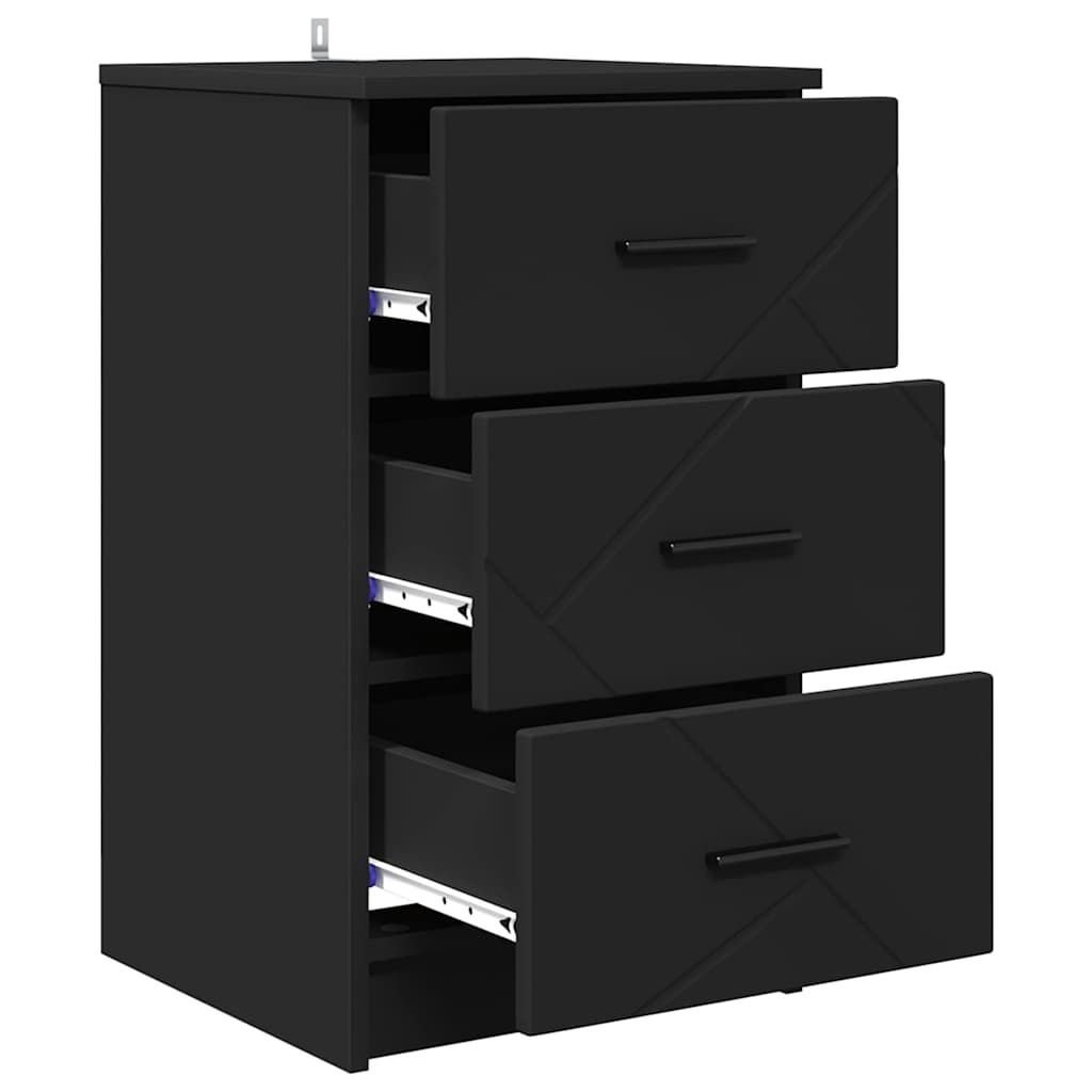 Nightstand with Drawers Black 38 x 38 x 66 cm Engineered Wood