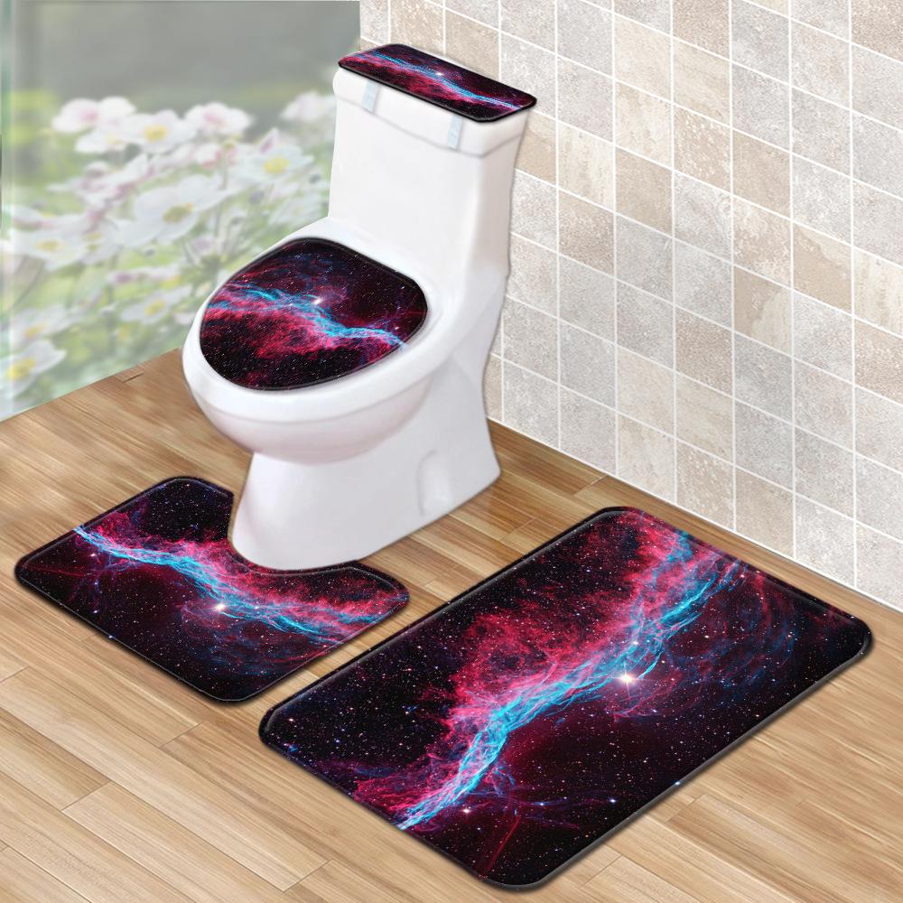 Star Bathroom Shower Curtain Floor Mat Household Toilet Three-Piece Set Suction Pad Water Tank Cover Cover