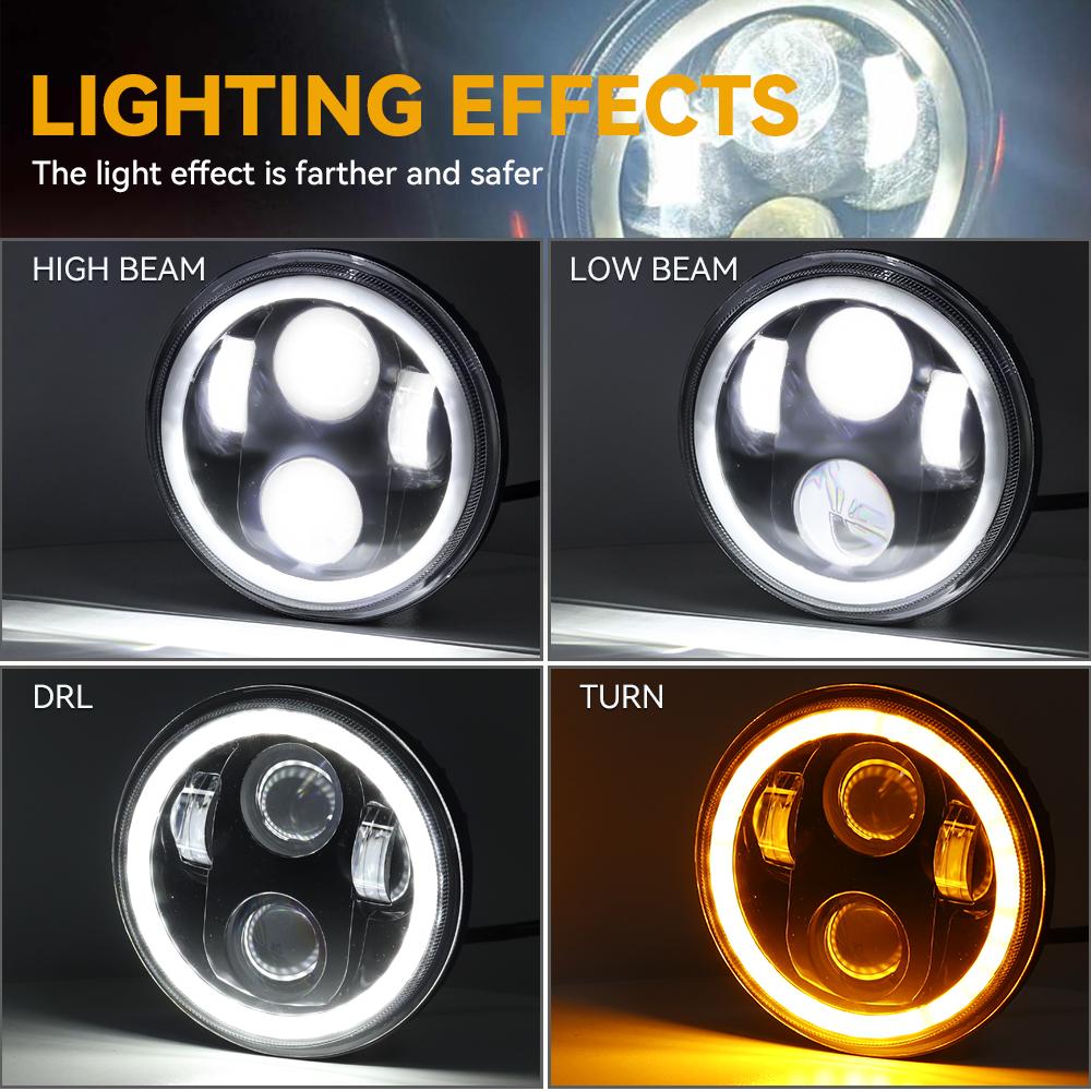 Фара для мотоцикла 5,75 дюйма Halo Angel Eyes дальний/ближний свет 5 3/4" DRL поворотник проект для Harley Sportster 883 XL883 FXCW