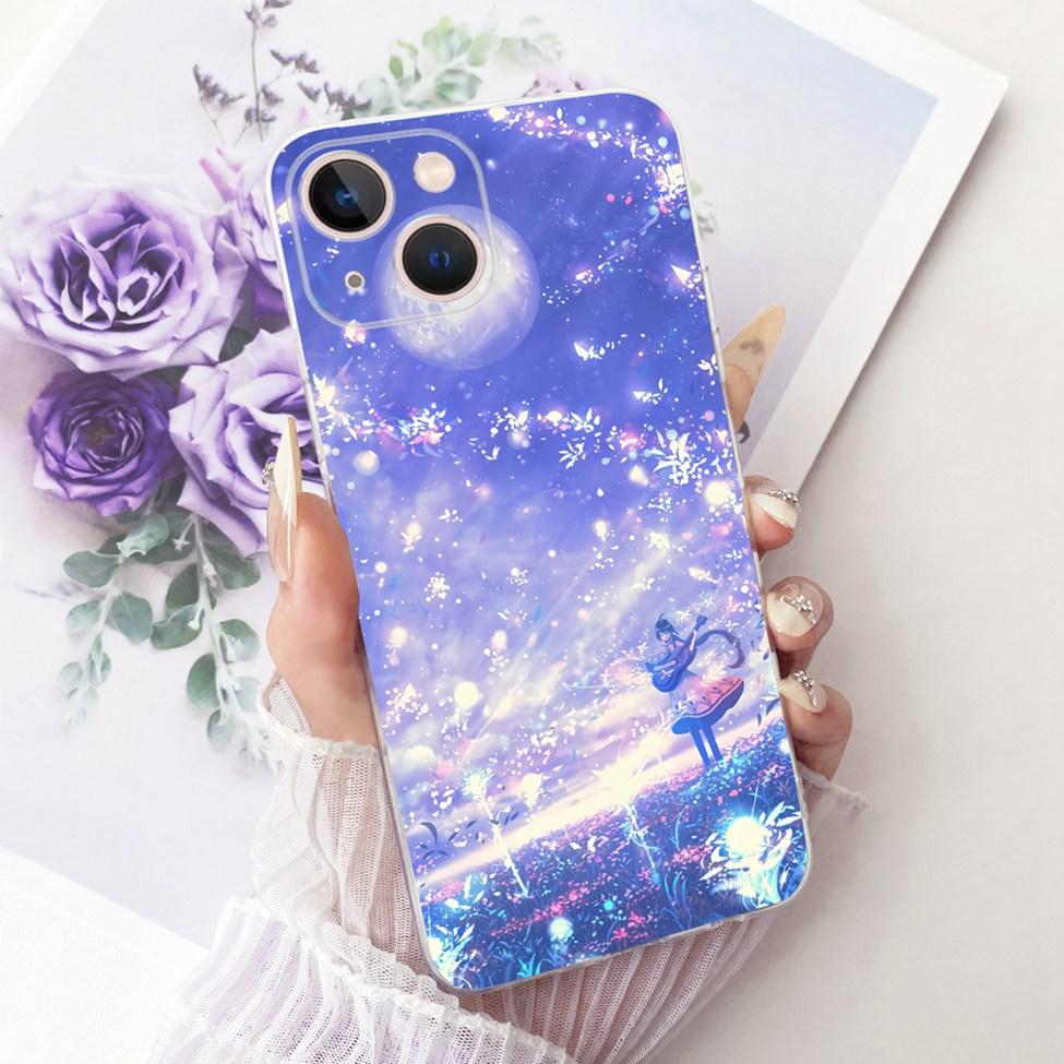 Transparent For iPhone 13 Case Cover Cute Cat Fashion Butterfly Funny Painted Casing A2633 A2482 A2631 A2634 A2635