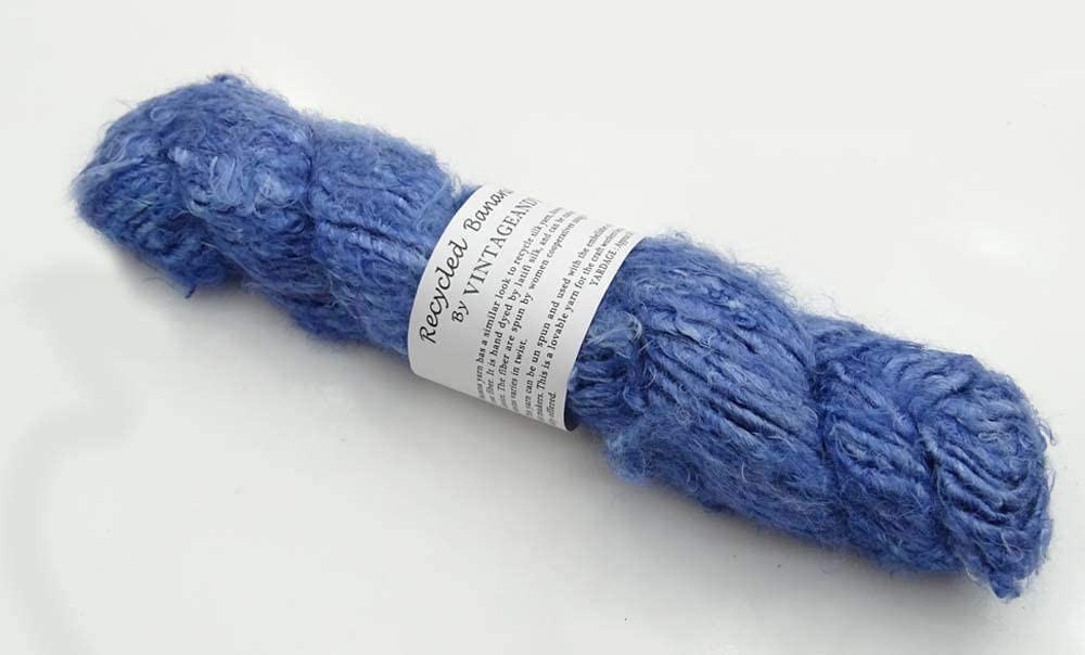 100g Recycled Sari Silk Yarn Hand-spun Blue Soft Yarns