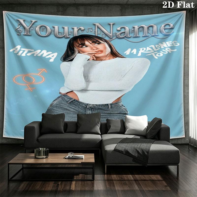 Aitana Custom Name Wall Tapestry Aesthetic Wall Hanging Printed Fabric Blanket Decorative Tapestries for Bedroom Living Room Home Decor